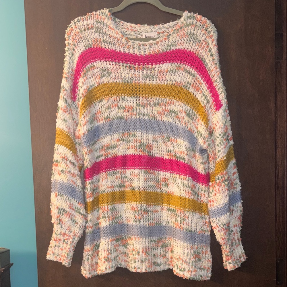 &merci Drop Shoulder Striped Women's Sweater